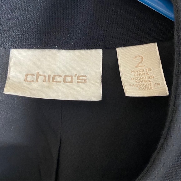 Chico's Animal Print Full Zip Jacket Lace Shoulder - Picture 4 of 7